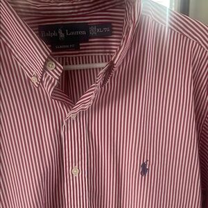 Ralph Lauren Men's Red and White Striped Shirt